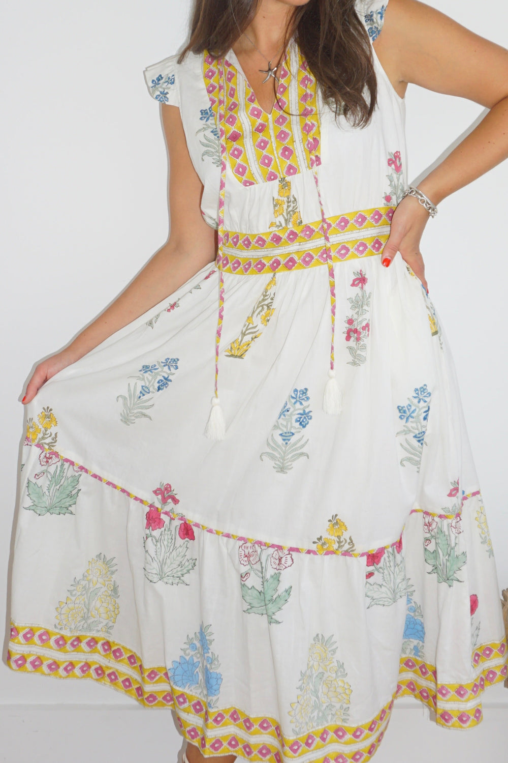Capri Midi Dress in Mixed Print Floral from KADOU Boutique