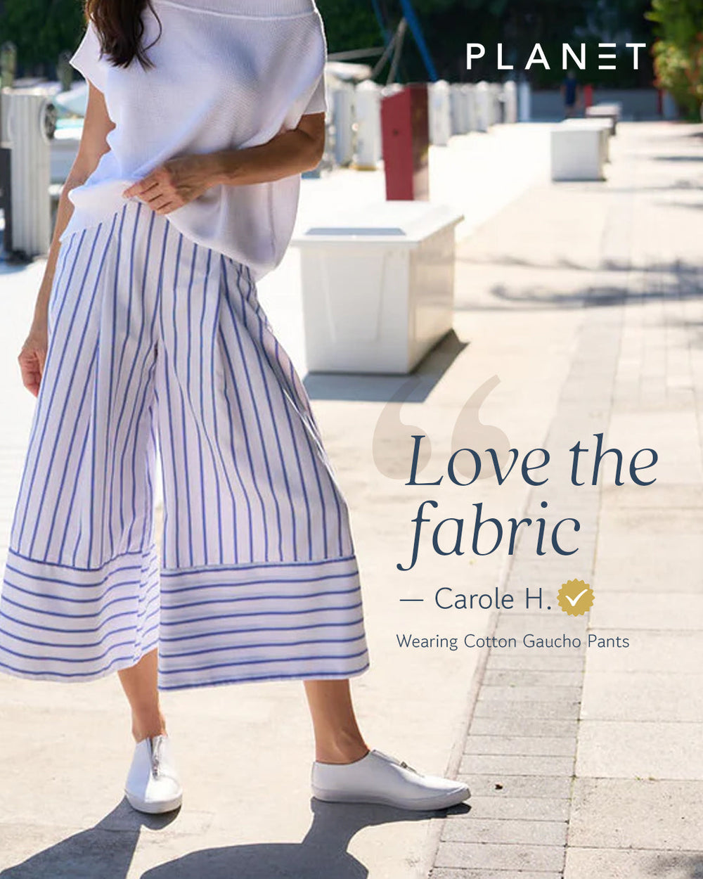 Cotton Gaucho Pants - Nautical Stripe from KADOU Boutique