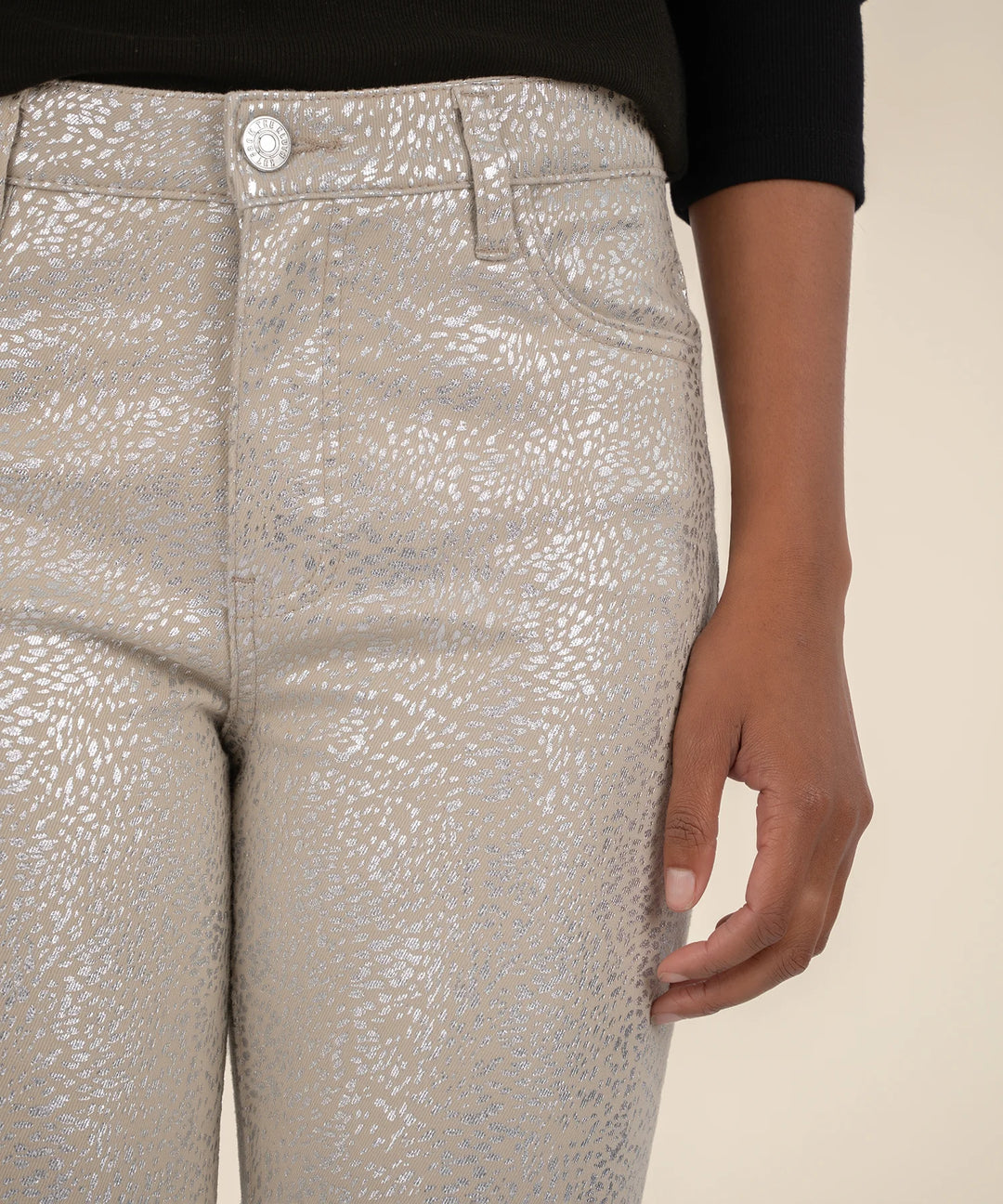 Charlize Metallic Coated High Rise Cigarette Leg