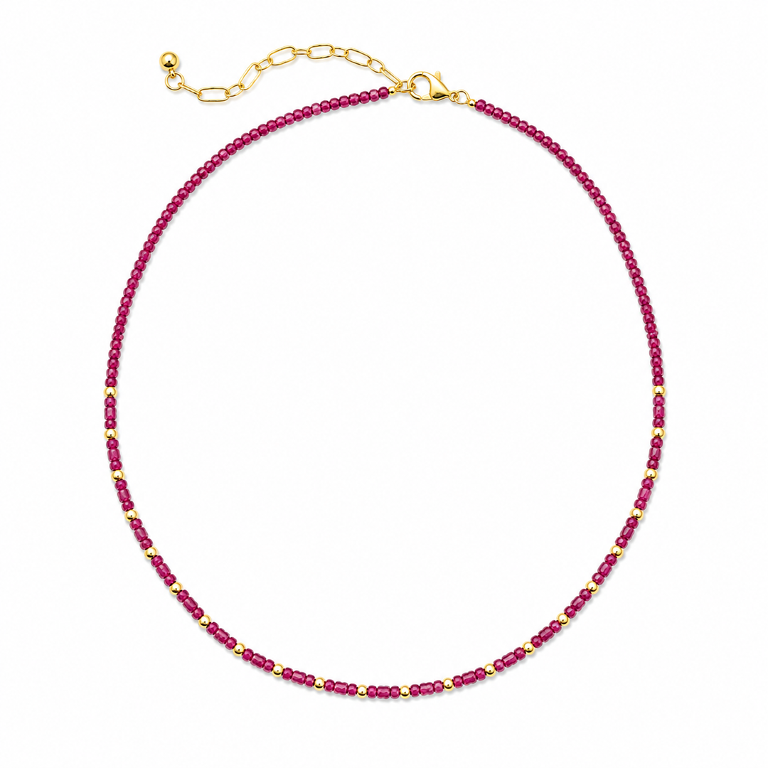 Paloma Ruby Beaded Necklace