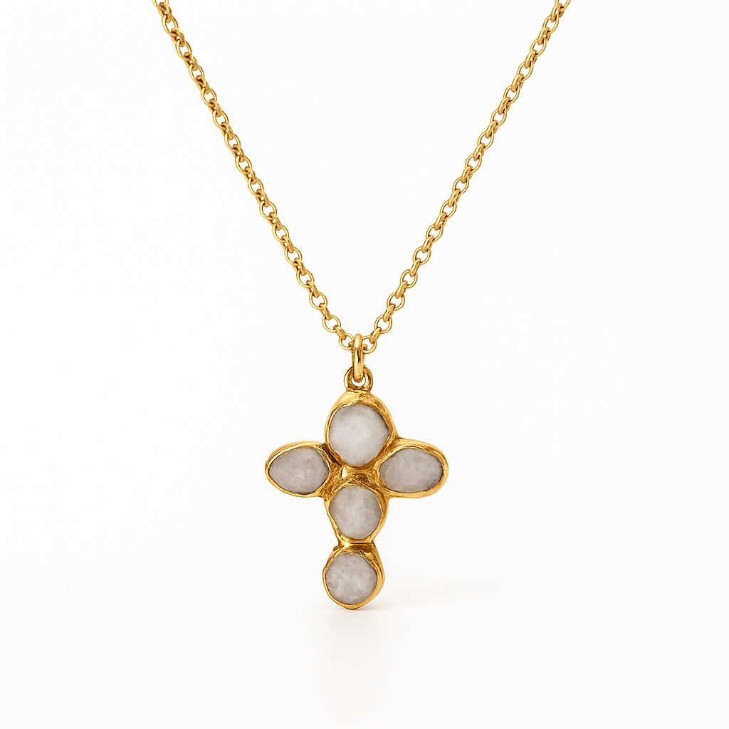 Bryson Quartz Statement Cross Necklace from KADOU Boutique