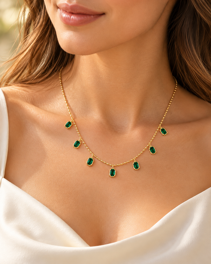 Emerald Georgian Bezel Set Necklace