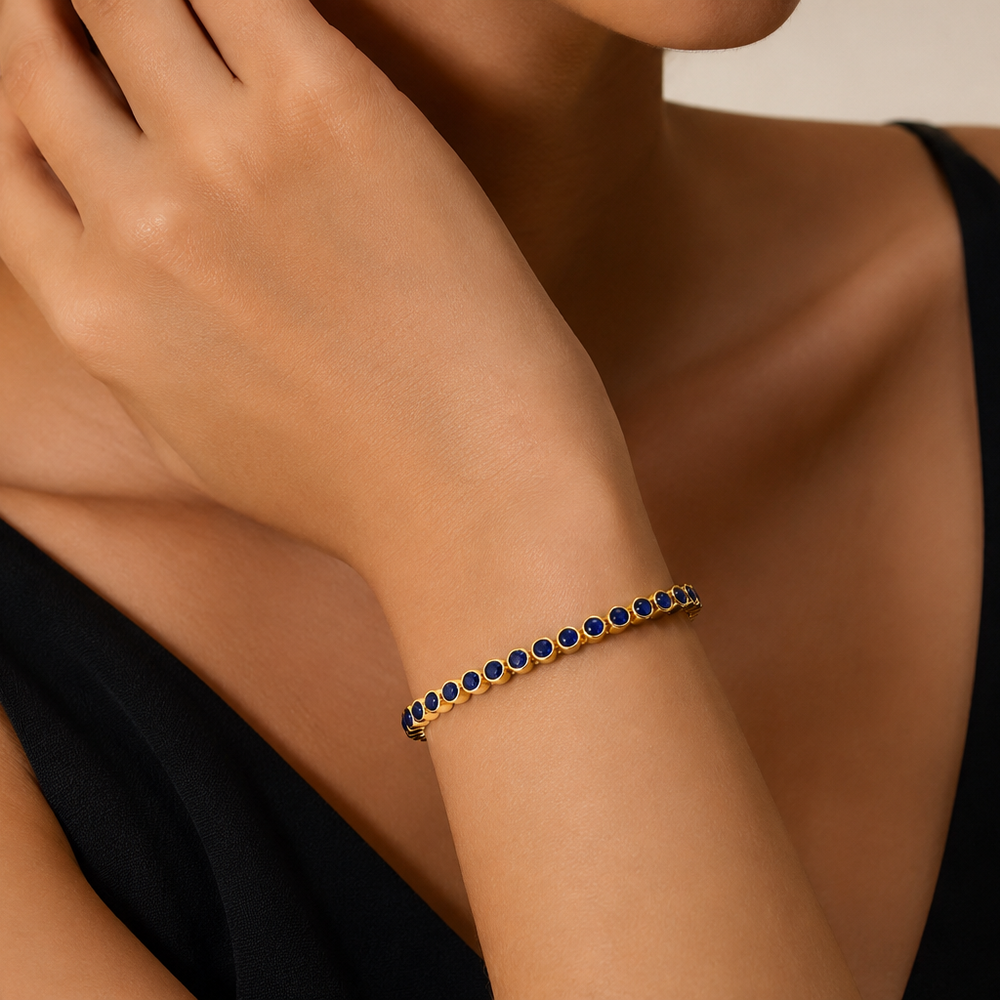 Lapis Lazuli Cabochon Tennis Bracelet from KADOU Boutique