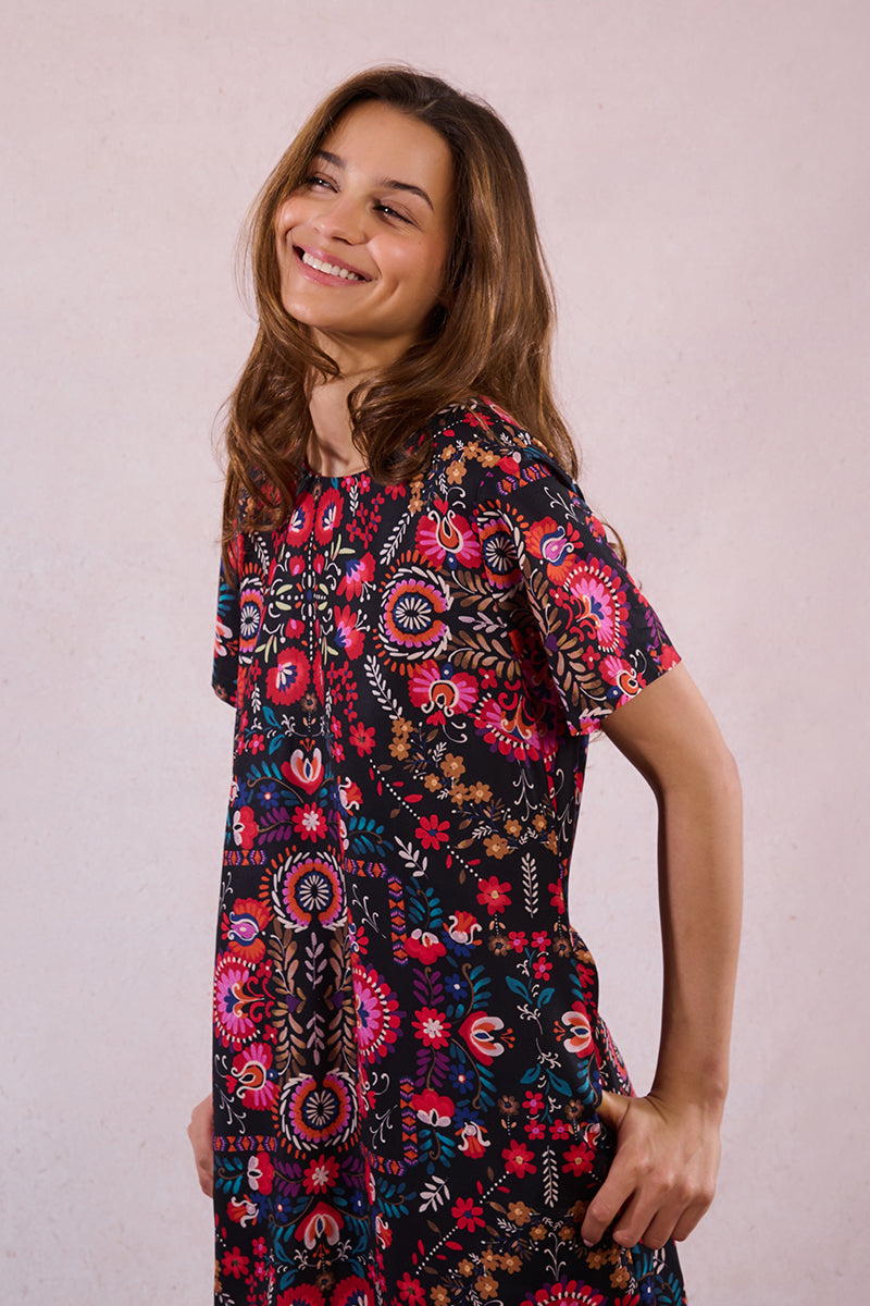 Claudia Floral Short Sleeve Dress By Molly Bracken from KADOU Boutique