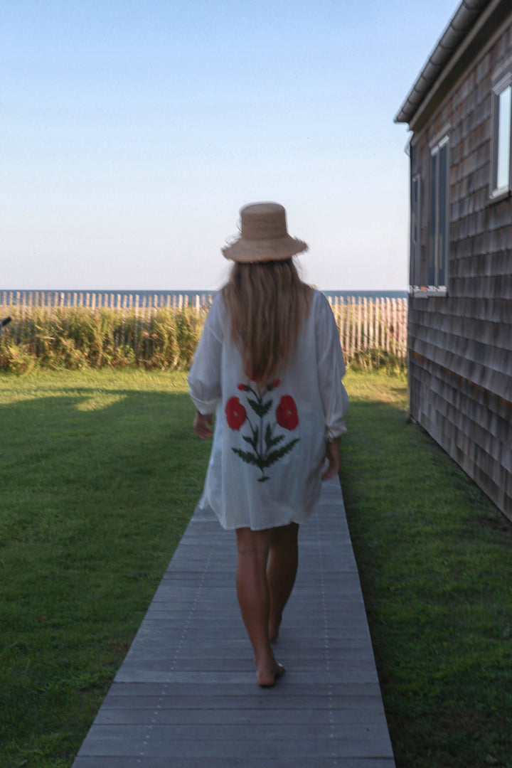 Clove Shirt Dress - Ecru/Red