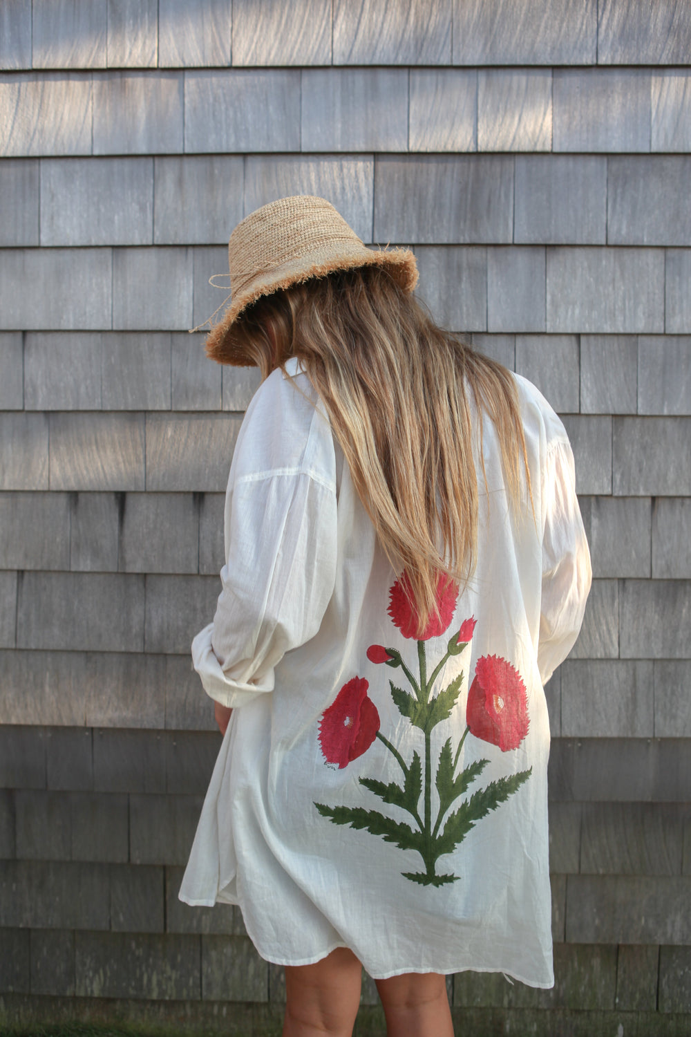 Clove Shirt Dress - Ecru/red from KADOU Boutique