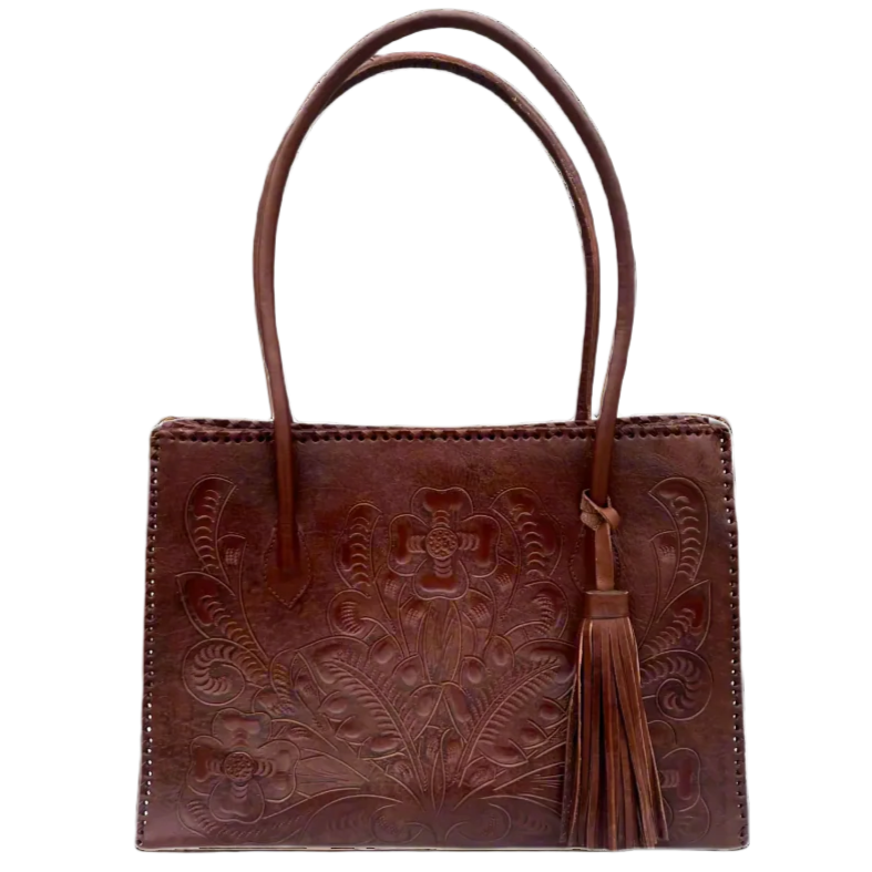 The Amy | Hand-Tooled Leather Tote Bag