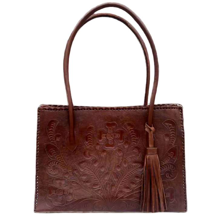 The Amy | Hand-Tooled Leather Tote Bag
