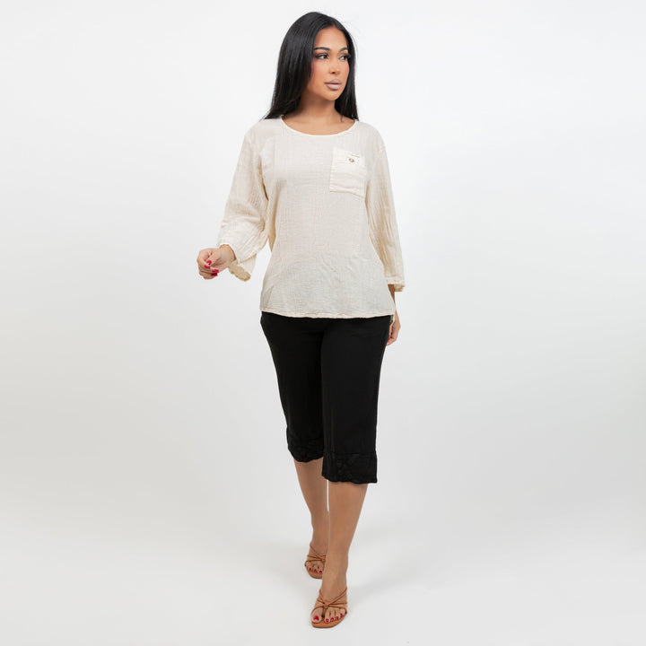 Leah Tuxedo Top with New Colors! 100% Cotton Gauze