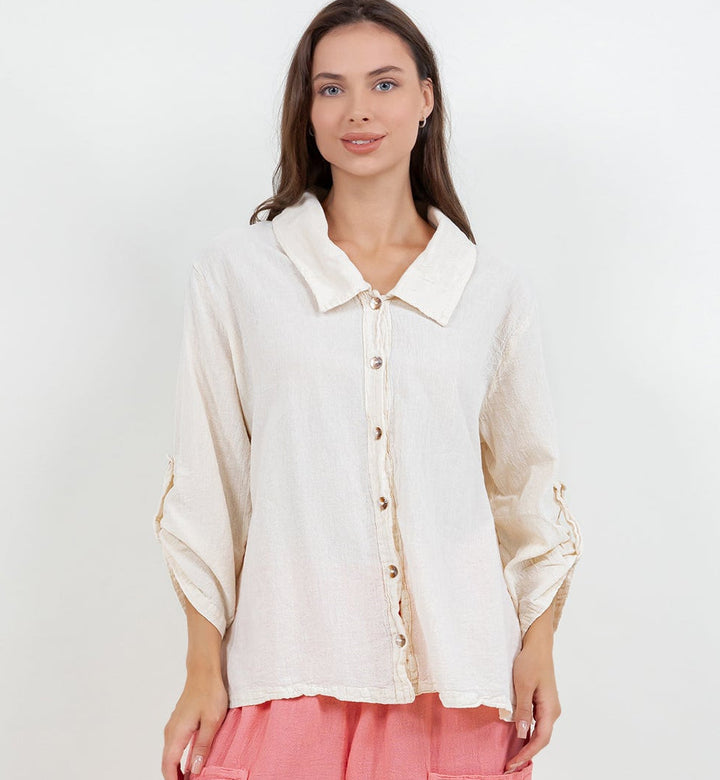 Sloanne Button-Up 100% Cotton Gauze from KADOU Boutique