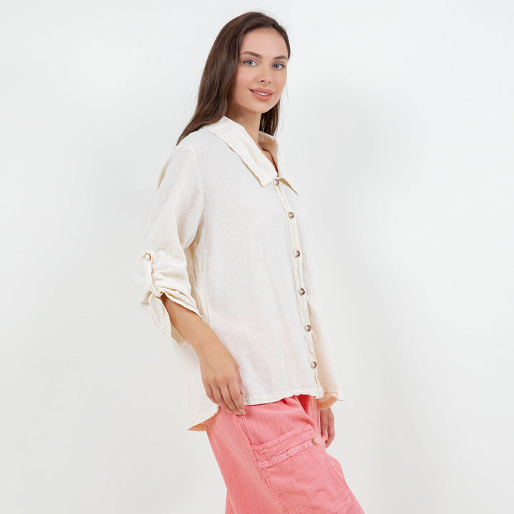 Sloanne Button-Up  100% Cotton Gauze
