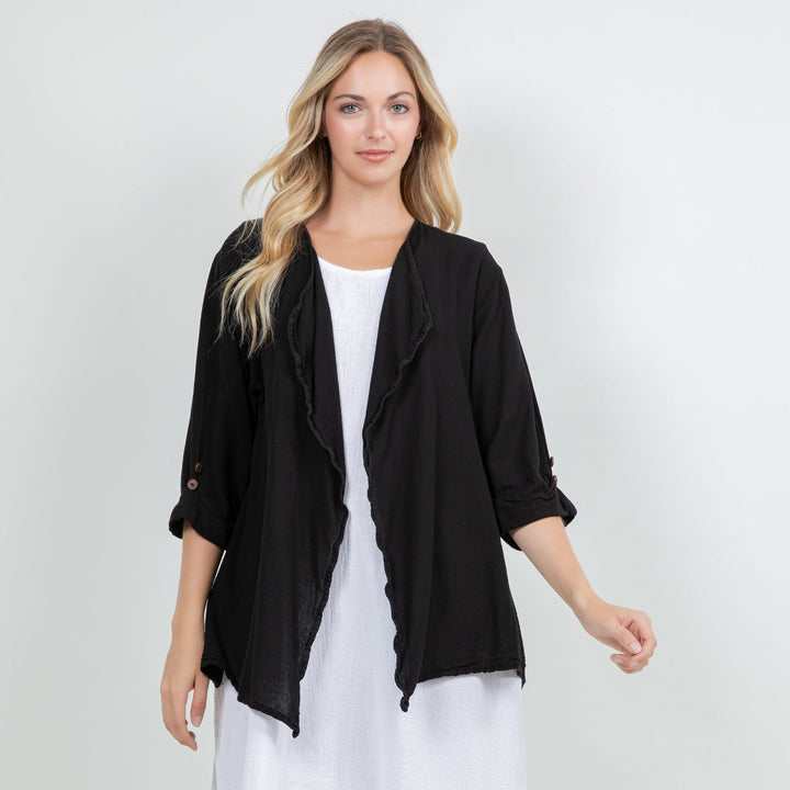Jeanne Bolero Resort Wear Jacket 100% Cotton Gauze from KADOU Boutique
