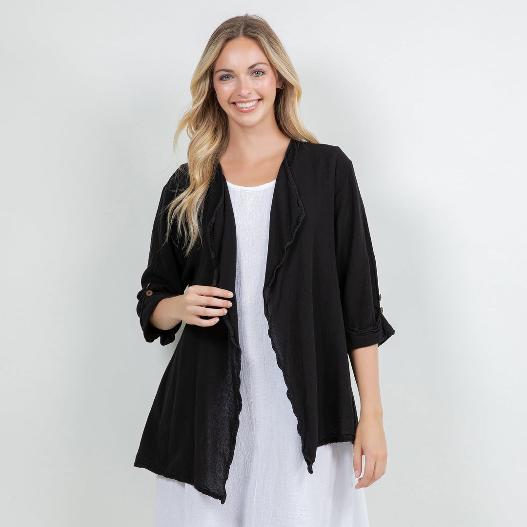 Jeanne Bolero Resort Wear Jacket 100% Cotton Gauze from KADOU Boutique
