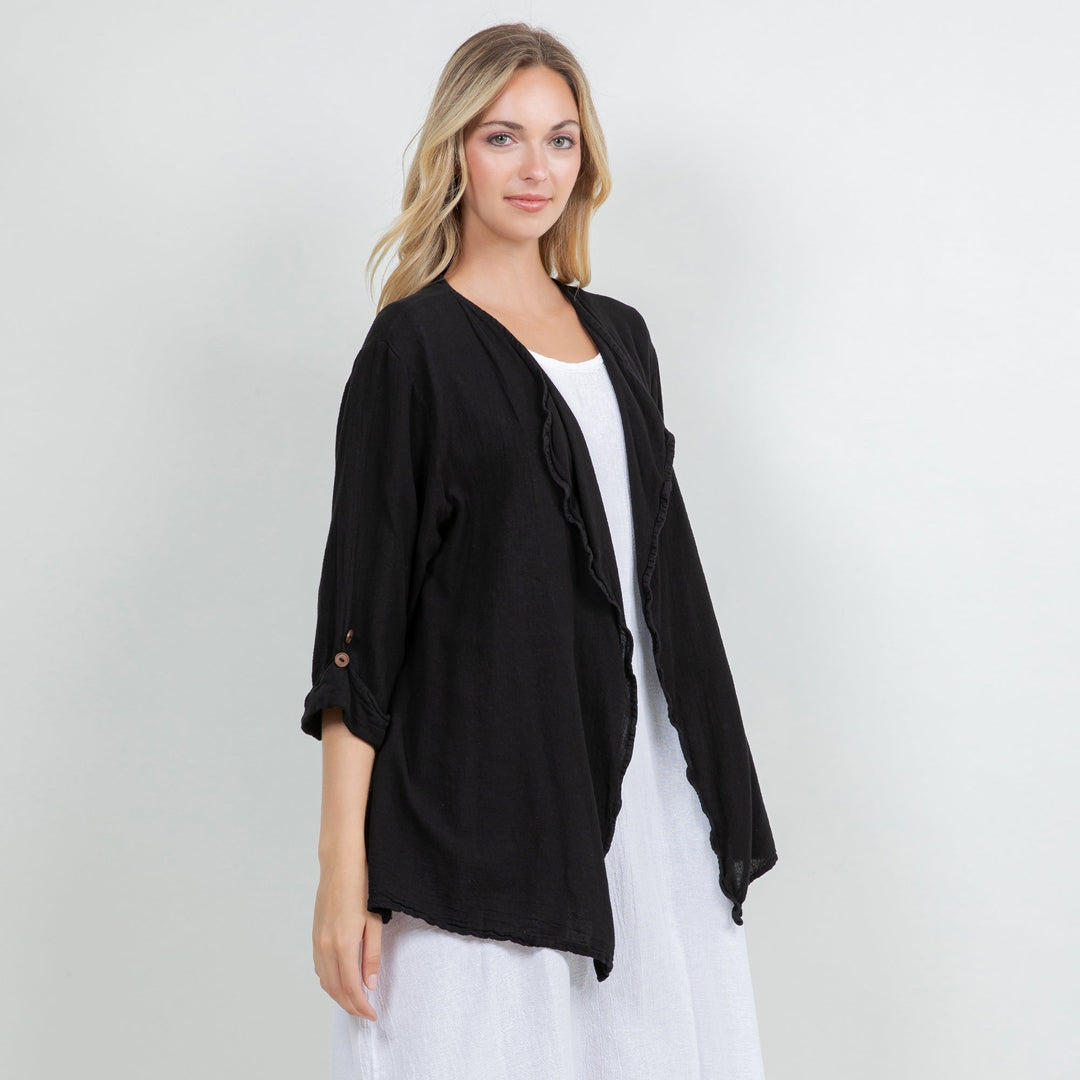Jeanne Bolero Resort Wear Jacket 100% Cotton Gauze from KADOU Boutique