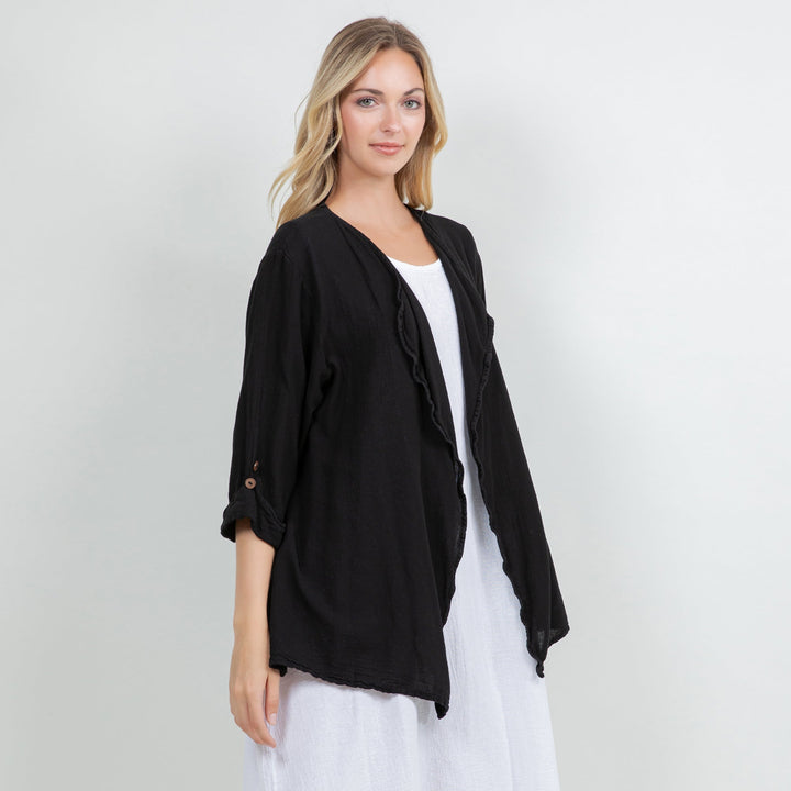 Jeanne Bolero Resort Wear Jacket 100% Cotton Gauze from KADOU Boutique