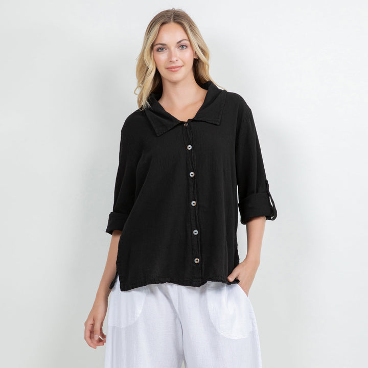 Sloanne Button-Up  100% Cotton Gauze