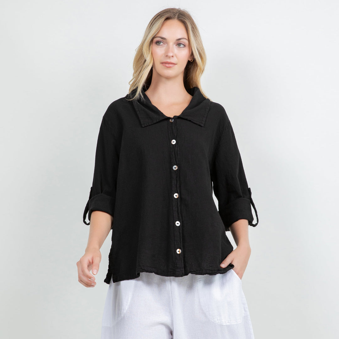 Sloanne Button-Up 100% Cotton Gauze from KADOU Boutique