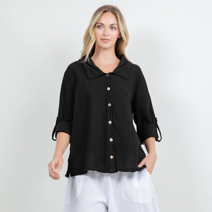 Sloanne Button-Up 100% Cotton Gauze from KADOU Boutique