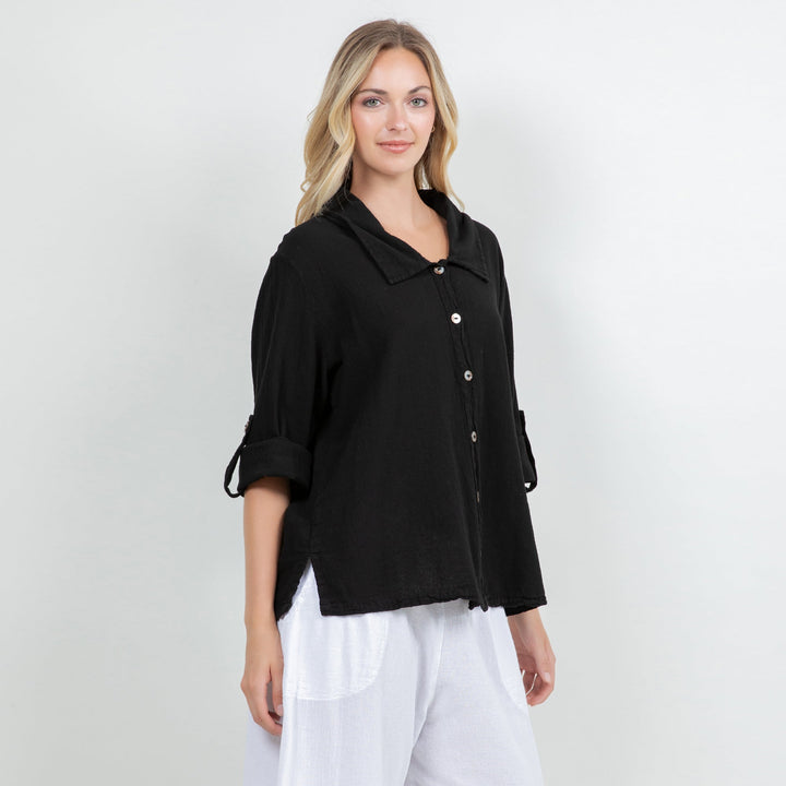 Sloanne Button-Up  100% Cotton Gauze