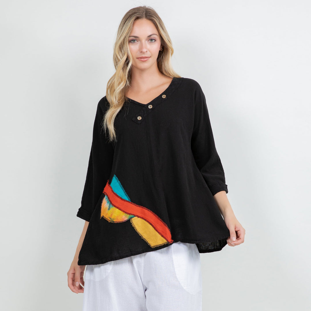 Lucia Applique Top  100% Cotton Gauze