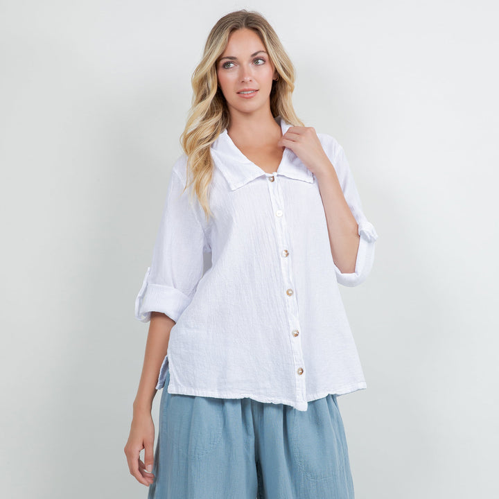Sloanne Button-Up 100% Cotton Gauze from KADOU Boutique