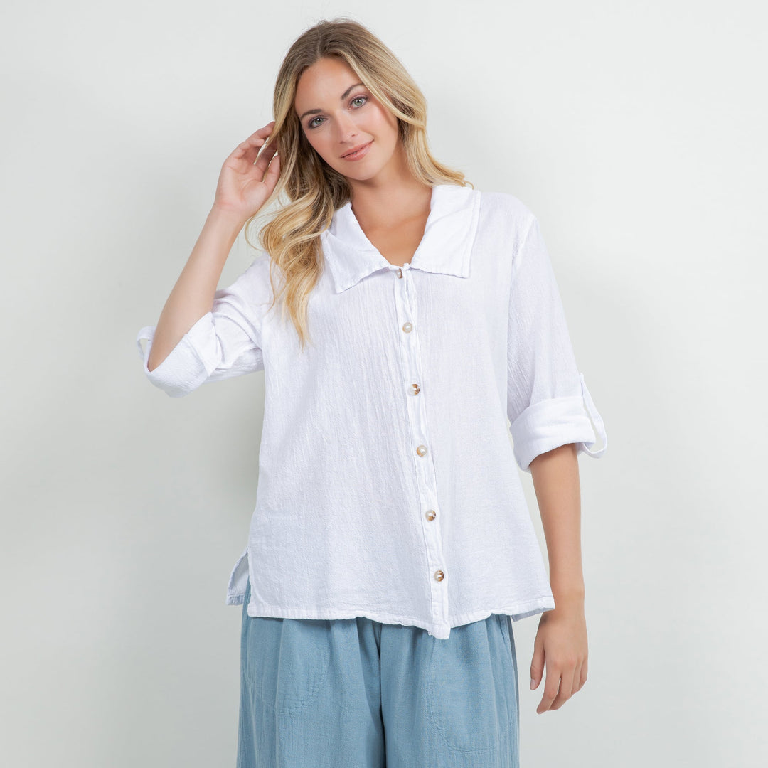 Sloanne Button-Up 100% Cotton Gauze from KADOU Boutique