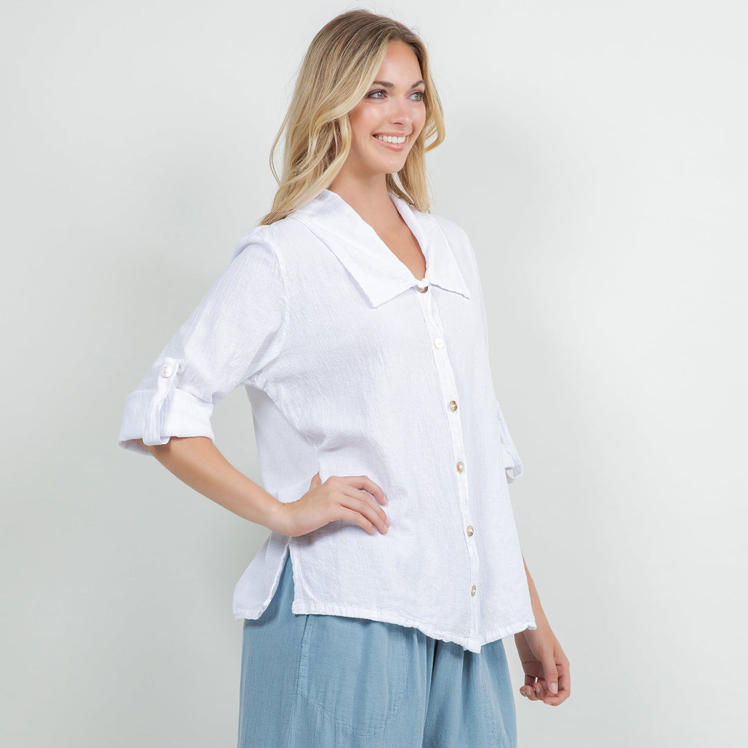 Sloanne Button-Up 100% Cotton Gauze from KADOU Boutique
