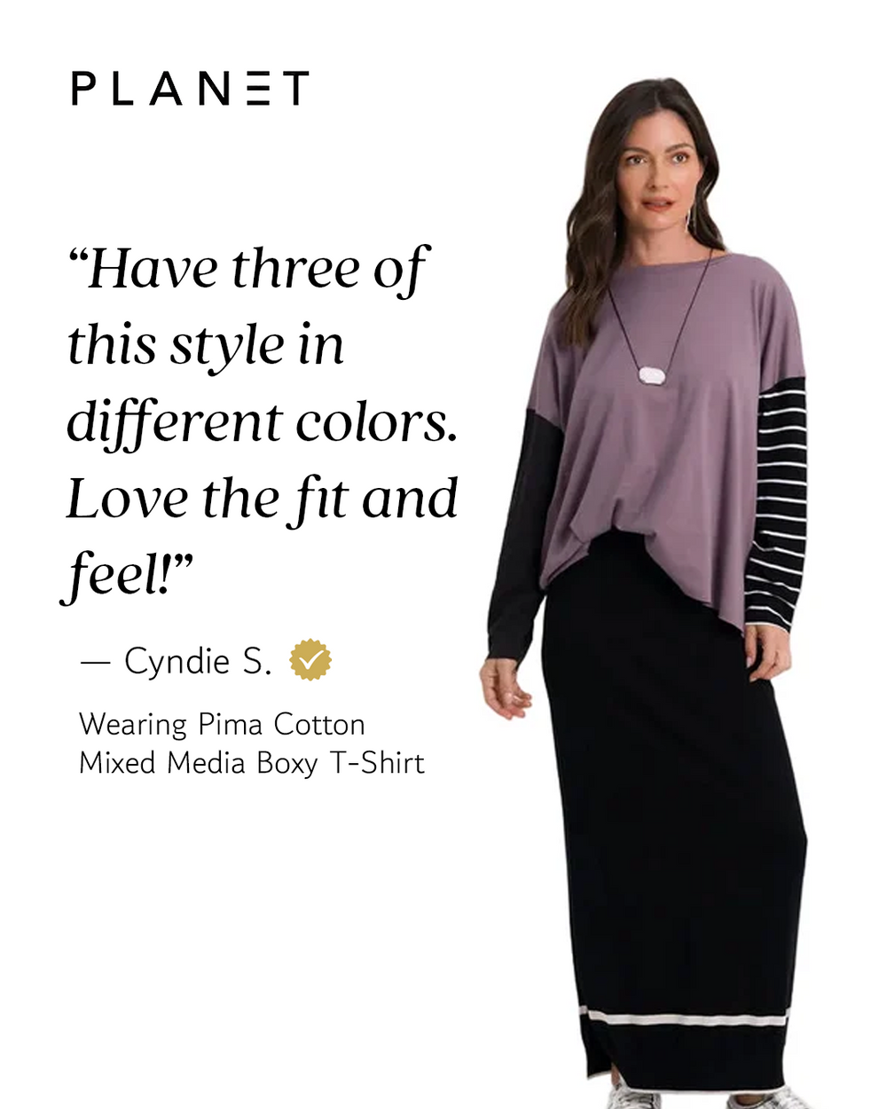 Pima Cotton Mixed Media Boxy T-Shirt - Capri from KADOU Boutique