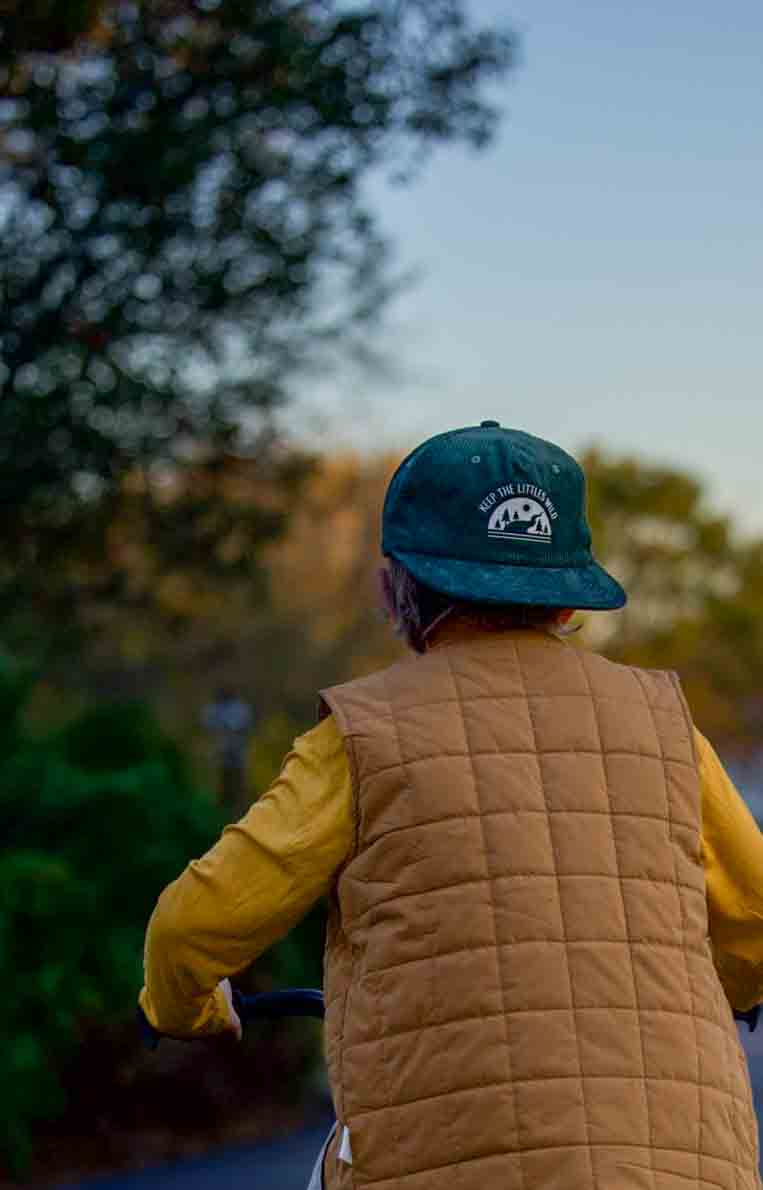 Green Rivers Corduroy Snapback Hat for Toddlers and Youth from KADOU Boutique