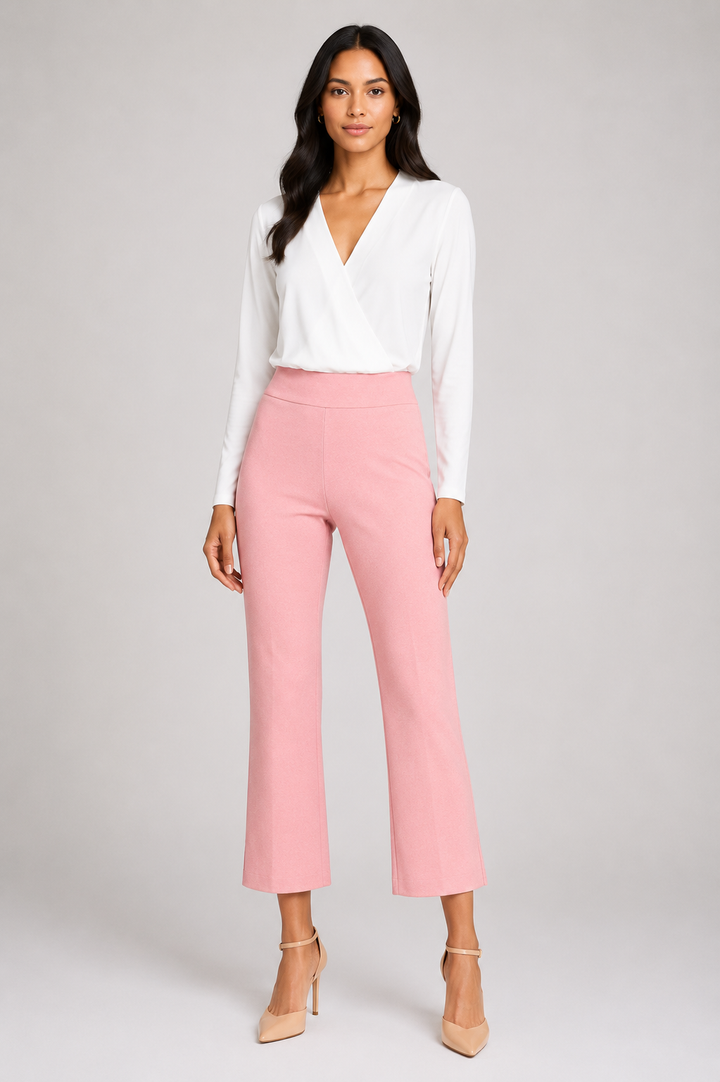 Krazy Larry P600 Pull On Wide Ankle Pant - Baby Pink from KADOU Boutique