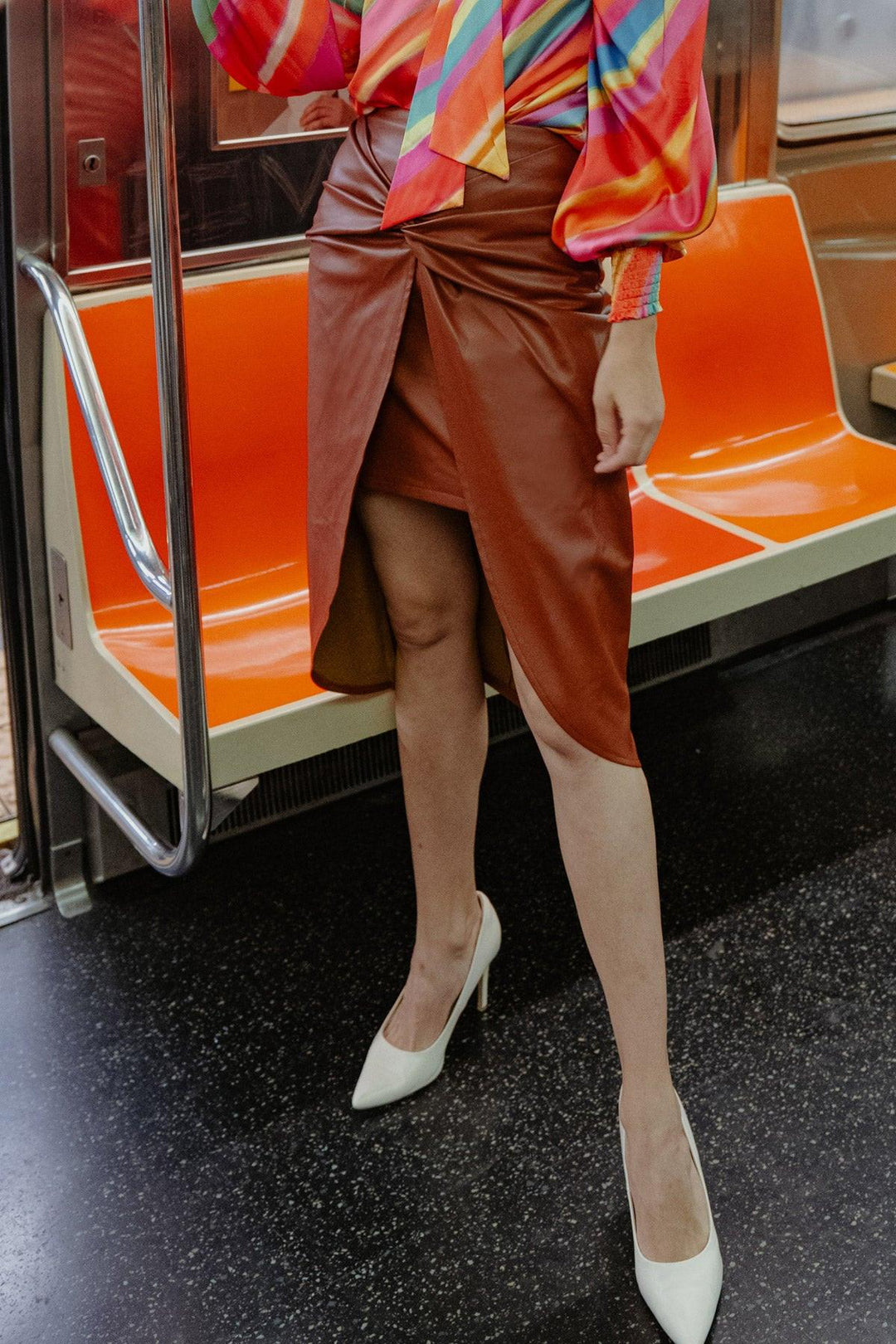 Choose Us Leather Midi Skirt from KADOU Boutique