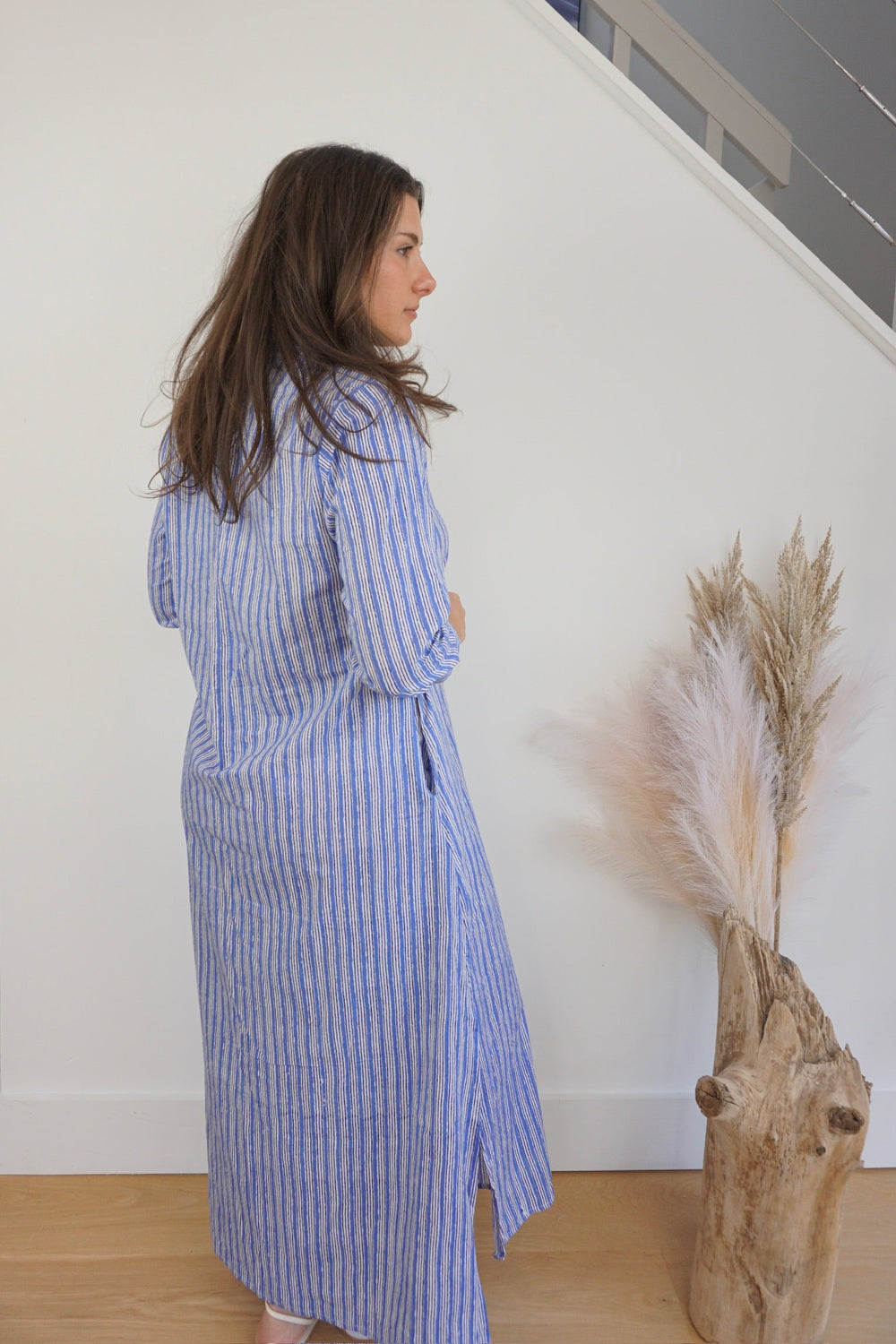 Caspian Shirt Dress - Blue Stripe from KADOU Boutique