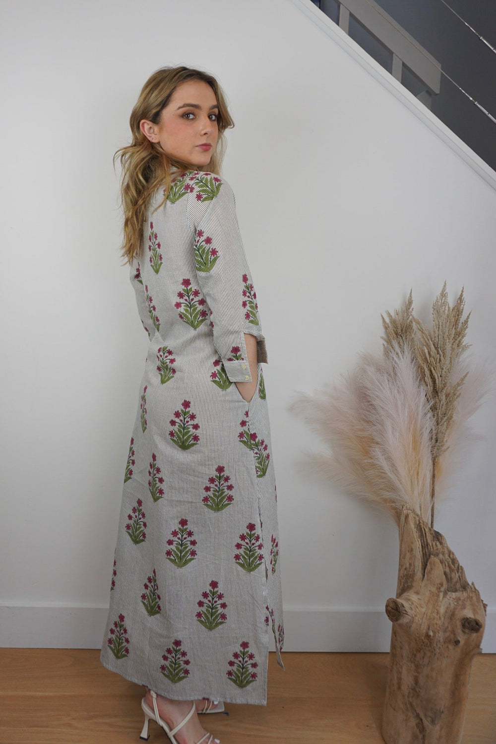 Caspian Shirt Dress - Grey Stripe from KADOU Boutique