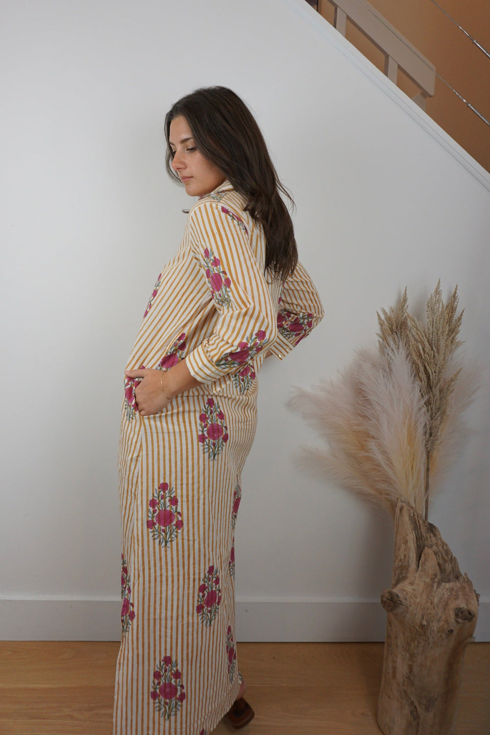 Caspian Shirt Dress - Yellow Stripe from KADOU Boutique