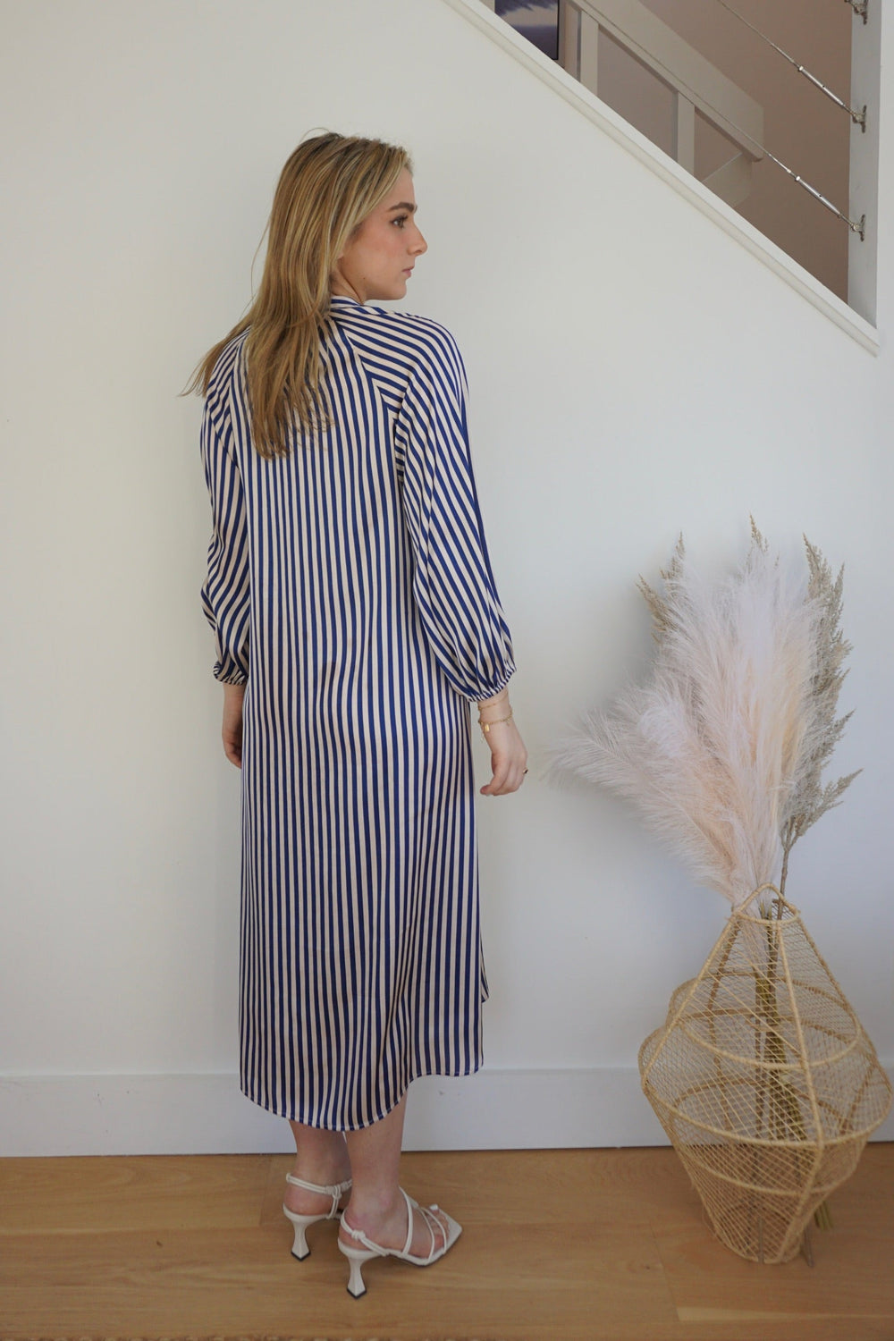 Willa Shirt Dress - Navy/cream Stripe from KADOU Boutique