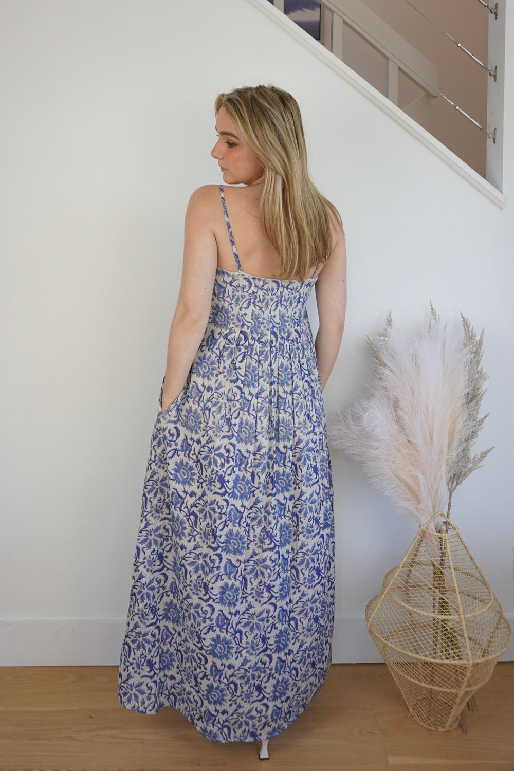 Iris Maxi Dress - Indigo Floral/lurex from KADOU Boutique