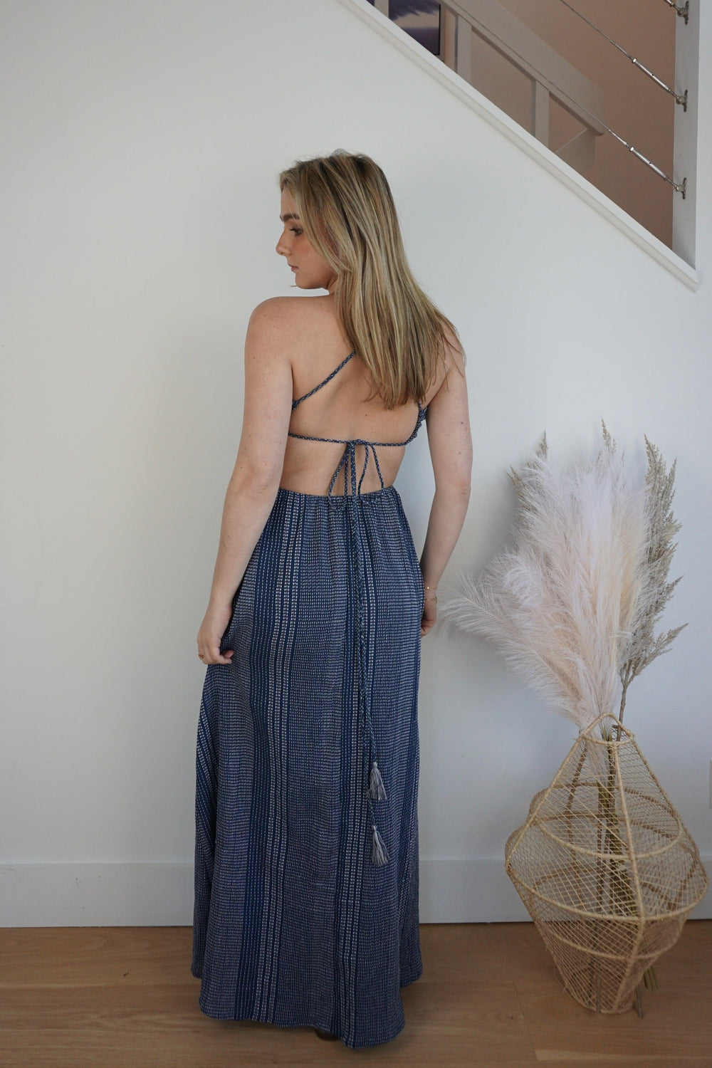 Mara Cutout Maxi Dress - Navy Stitch from KADOU Boutique