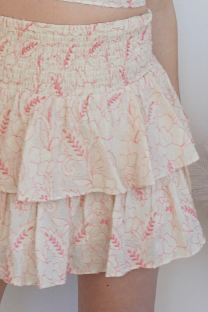 Cleo Mini Skirt - Pink Jacquard