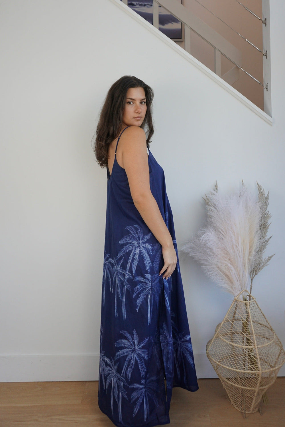 Pasha Maxi Dress - Navy Palm Shibori from KADOU Boutique