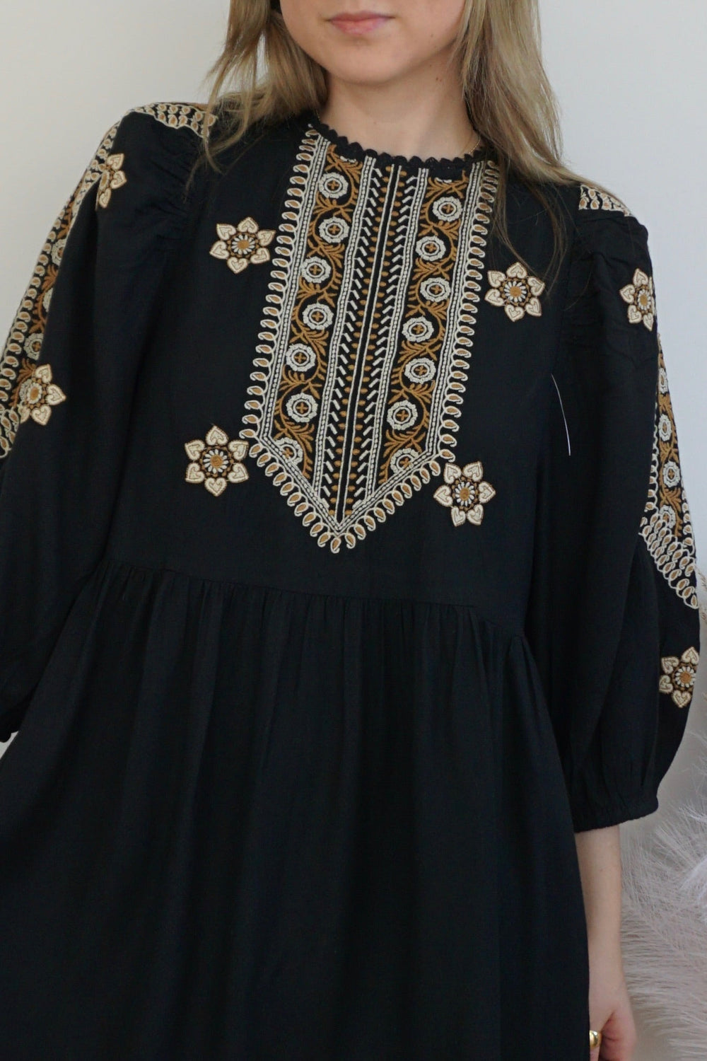 Scout Mini Dress - Black Embroidered from KADOU Boutique