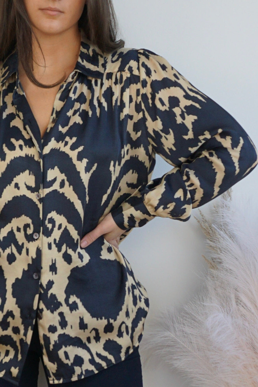 Cabo Shirt - Navy Ikat from KADOU Boutique