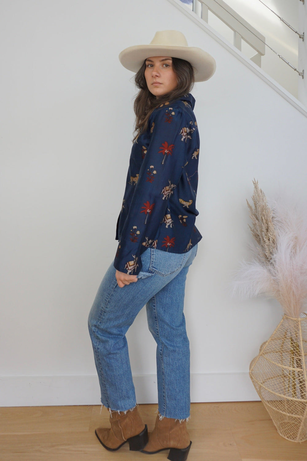 Avery Boxy Shirt - Navy Tiger from KADOU Boutique