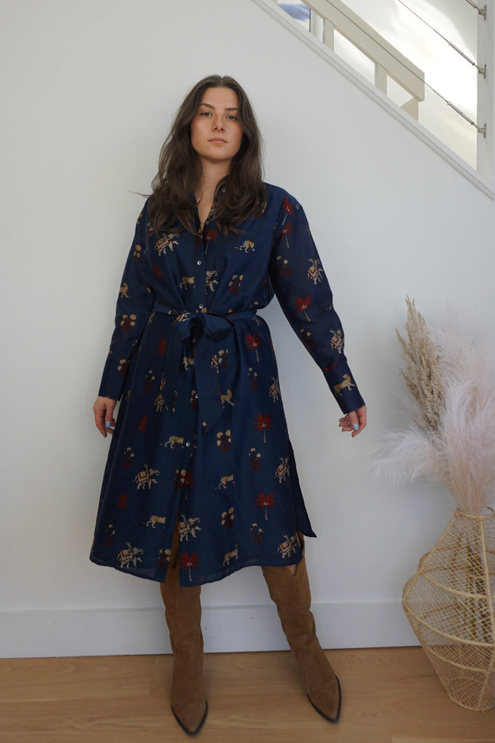 Zoey Midi Dress - Navy Tiger