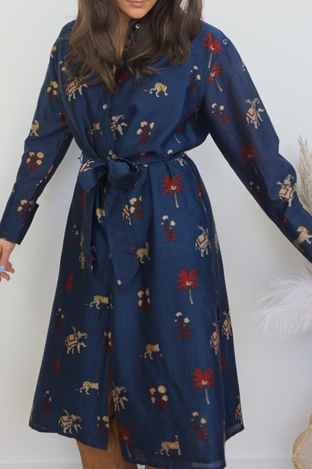 Zoey Midi Dress - Navy Tiger from KADOU Boutique