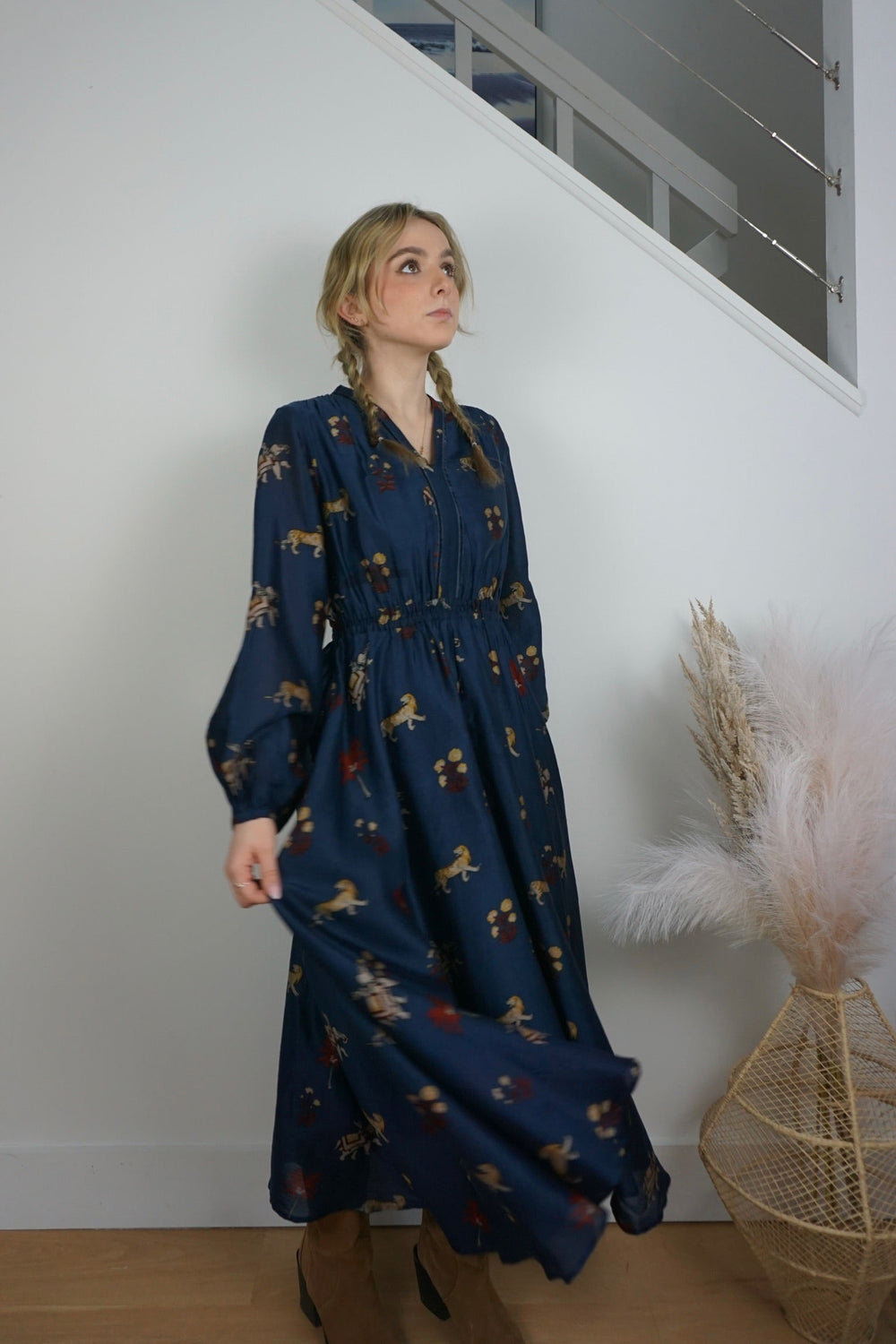 Aria Maxi Dress - Navy Tiger from KADOU Boutique