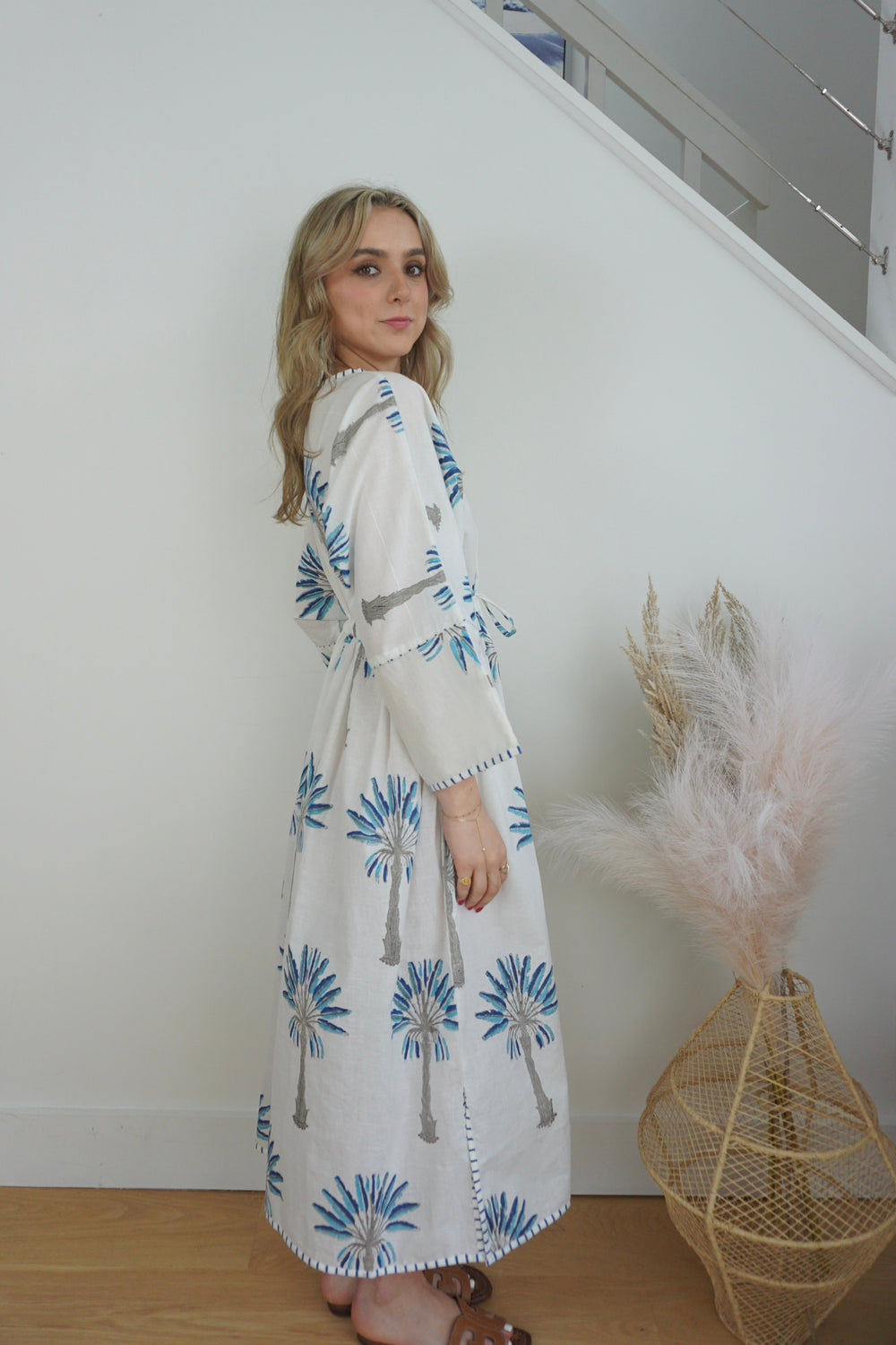 Rio Kaftan - Blue Palms from KADOU Boutique