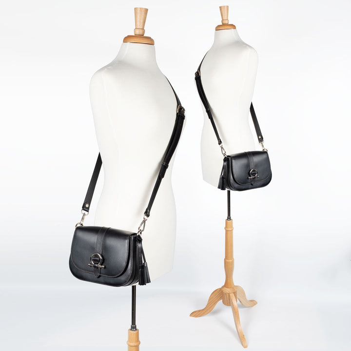 Del Rey - Equestrian Horse Bit Crossbody Luxury Leather Handbag in Black