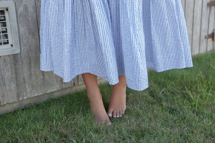 Donna Tiered Maxi Dress in Seersucker