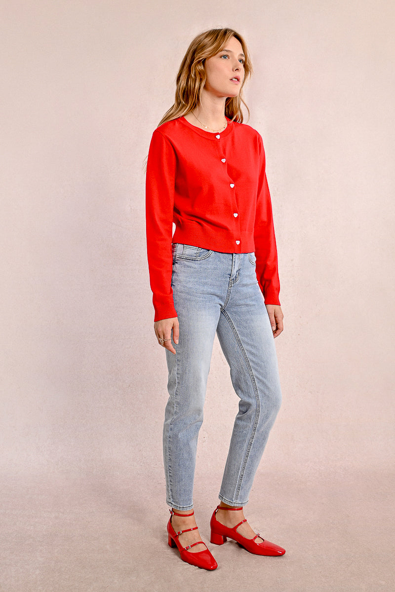 Heart Button Cardigan from KADOU Boutique