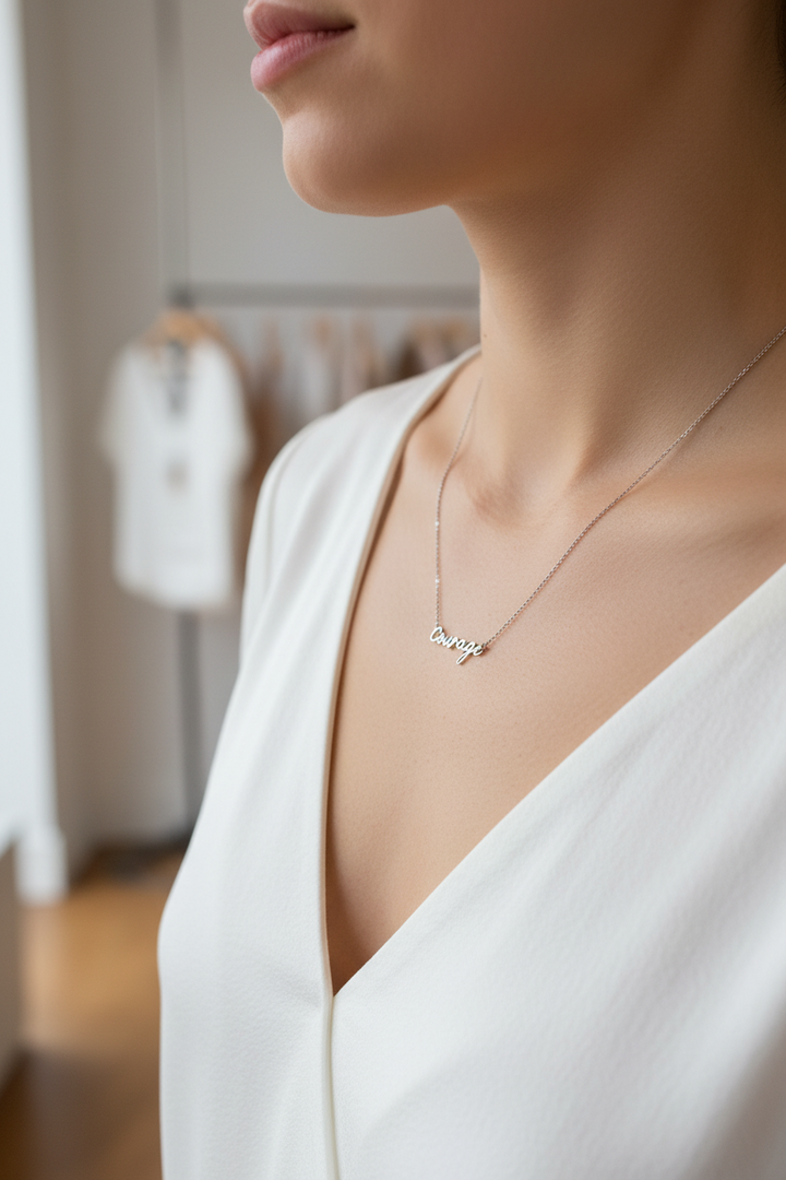Courage Necklace - Dainty Script